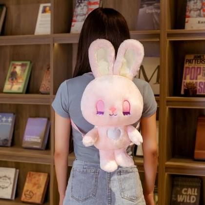 Kawaii Clothing Rabbit Plush Backpack White Pink..