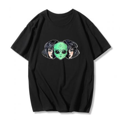Kawaii Clothing Alien T-shirt Black White Punk..
