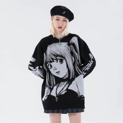 Kawaii Clothing Punk Black Anime Sweatshirt..
