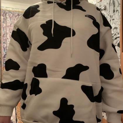 Kawaii Clothing Cow Print Hoodie Animal Harajuku..