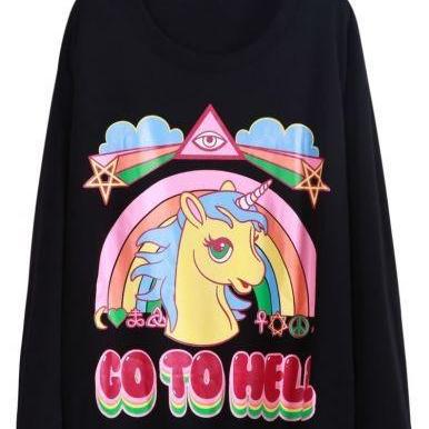 Kawaii Clothing Ropa Cute Pony Unicorn Go To Hell..