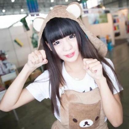 Kawaii Clothing Bear Hooded Ears Cute Suspender..