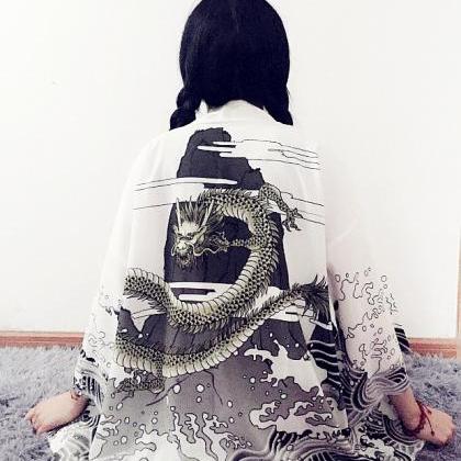 Kawaii Clothing Dragon Jacket Kimono Japanese..