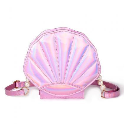 Kawaii Clothing Mermaid Laser Shell Bag Pink White..
