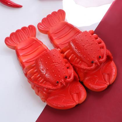 Kawaii Clothing Red Lobster Sandals Beach Slippers..