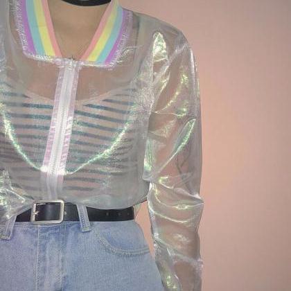 Kawaii Clothing Rainbow Laser Transparent Jacket..