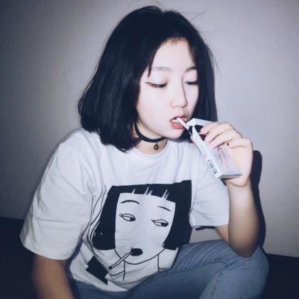 Kawaii Clothing Punk Smoking Girl T-shirt Tobacco..