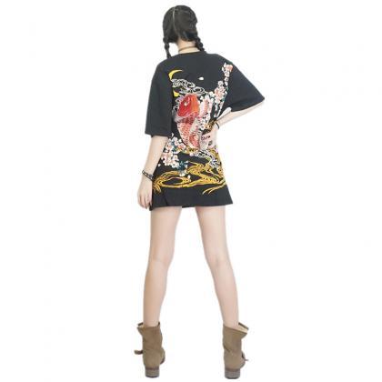 Kawaii Clothing Koi T-shirt Black Carp Fish..