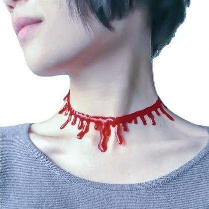 Kawaii Clothing Blood Necklace Choker Red..