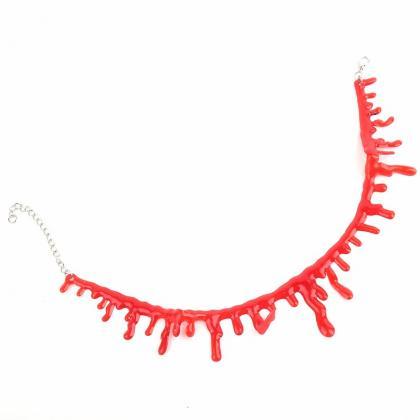 Kawaii Clothing Blood Necklace Choker Red..