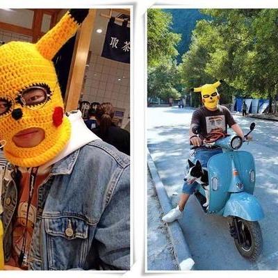 Kawaii Clothing Pikachu Pokemon Ski Mask Knitted..