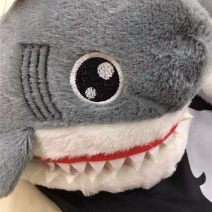 Kawaii Clothing Dental Teeth Shark Slippers Plush..