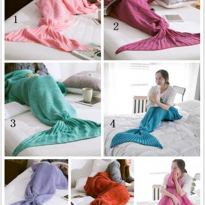 Kawaii Clothing Mermaid Tail Blanket Blue Pink..