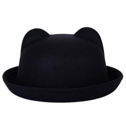 Kawaii Clothing Beanie Cap Ears Black Cat Hat..