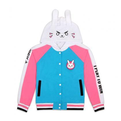 Kawaii Clothing D.va Overwatch Jacket Hoodie Bunny..