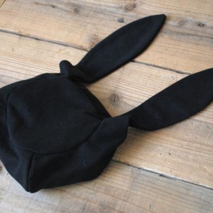 Kawaii Clothing Bunny Cap Beanie Black Rabbit Hat..