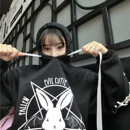 Kawaii Clothing Satanic Pentacle Rabbit Hoodie..