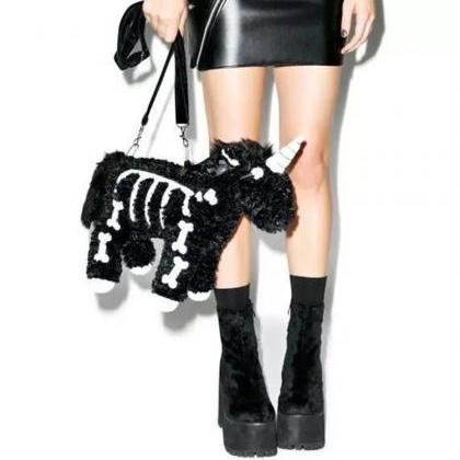 Kawaii Clothing Black Punk Gothic Skeleton Unicorn..