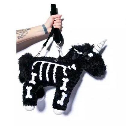 Kawaii Clothing Black Punk Gothic Skeleton Unicorn..