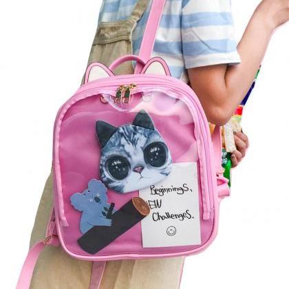 Kawaii Clothing Transparent Backpack Bag Cat Jpop..