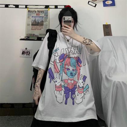 Kawaii Clothing T-shirt Mask Face Anime Girl..