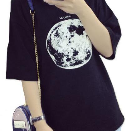 Kawaii Clothing Moon T-shirt Black White Harajuku..