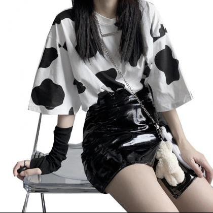 Kawaii Clothing Cow Print T-shirt Animal Harajuku..