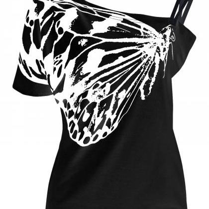 Kawaii Clothing Butterfly T-shirt Black White Punk..