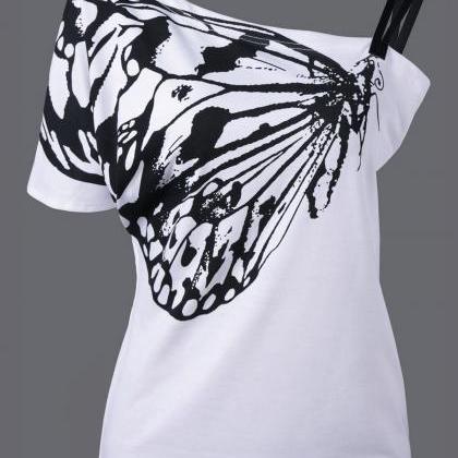 Kawaii Clothing Butterfly T-shirt Black White Punk..