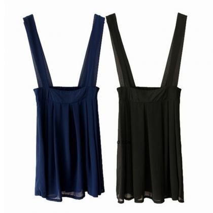 Kawaii Clothing Suspenders Skirt Black Blue..