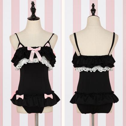 Kawaii Clothing Swimsuit Rabbit Cat Pink Black..