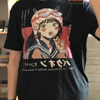 Kawaii Clothing Anime Helmet Girl T-shirt Harajuku..