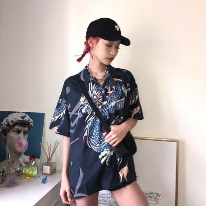 Kawaii Clothing Dragon Blouse Shirt Harajuku..
