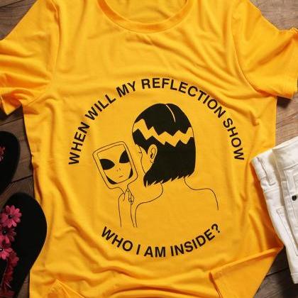 Alien Kawaii Clothing Mirror Reflection T-shirt..