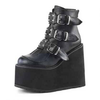 Kawaii Clothing Ankle Boots Platform Wedge Shoes..