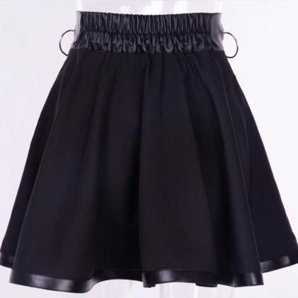 Kawaii Clothing Gothic Punk Rings Skirt Black..