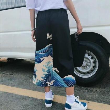 Japanese Wave Pants Kawaii Clothing Tsunami..