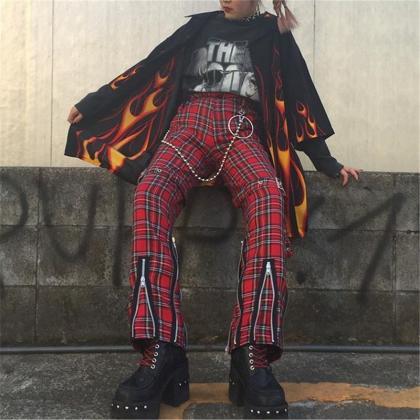 Kawaii Clothing Flames Shirt Blouse Fire Punk..