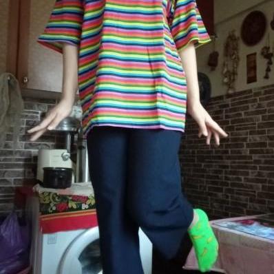 Kawaii Clothing Rainbow Striped T-shirt Harajuku..