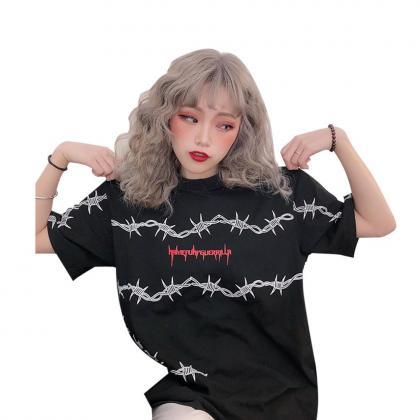 Kawaii Clothing Barbed Wire Thorns Punk T-shirt..