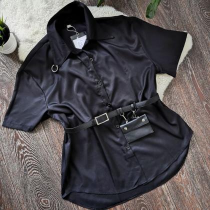 Kawaii Clothing Gothic Punk Blouse Shirt Black..