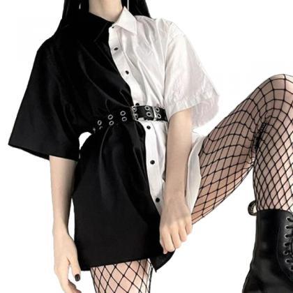 Kawaii Clothing Black White Blouse Shirt Punk Goth..