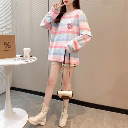 Kawaii Clothing Pastel Rainbow Striped T-shirt..