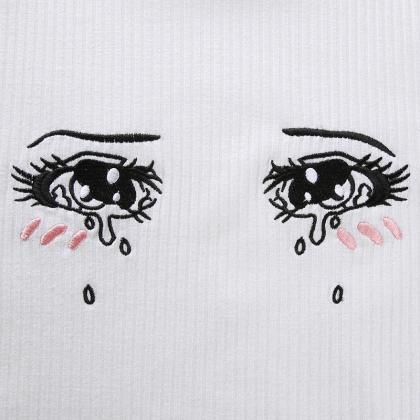 Kawaii Clothing Crying Eyes Anime Tears Cropped..