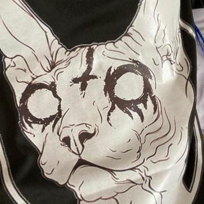 Kawaii Clothing Sphynx Cat T-shirt Punk Goth Black..
