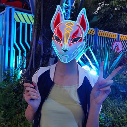 Kawaii Clothing Fox Led Mask Face Animal Kitsune..