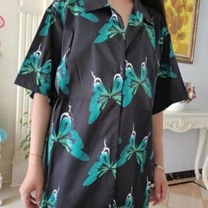 Kawaii Clothing Butterfly Shirt Black Blouse..