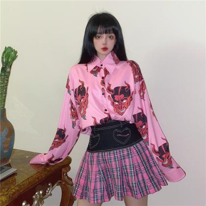 Kawaii Clothing Demon Shirt Satanic Blouse Hip Hop..