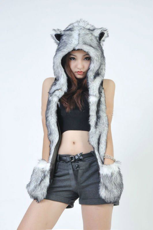 Kawaii Clothing Hat Beanie Ropa Gorro Cat Ears Fur Wolf Leopard Panda Dog Cute Wh096