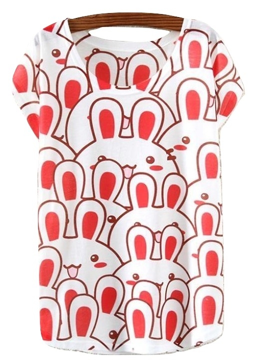 Kawaii Clothing Conejo T-shirt Rabbits Bunny Camiseta Harajuku Japanese Korean White Wh315